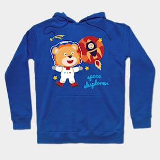 Space lion or astronaut in a space suit with cartoon style Hoodie